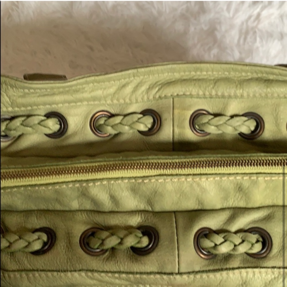 Marzia Italian leather soft green braid detail shoulder handbag - Picture 6 of 9